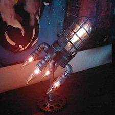 Table Lamp Industrial Rocket Lamp Ship Lamp Retro Steampunk Rocket Lights DecUE