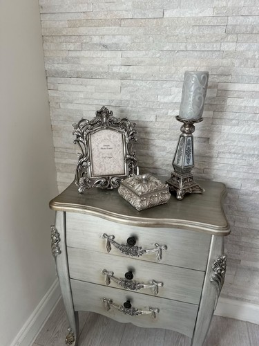 Bedside table silver draws - silver, 3