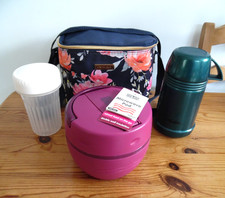 LUNCH BUNDLE, FOOD POD, SMALL "ALADDIN" THREMOS FLASK. SCREW TOP CONTAINER, BAG.