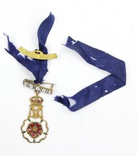 Rare British Queen Mary's Needlework Guild Enamel Medal with Surgical Branch Bar