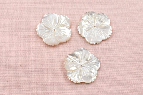 Shell carved flower beads - carved,