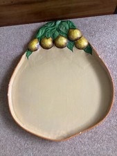 Vintage Paper Mache tray Lemon or  Pomelo shape from Thailand 47 cm x 40 cm appr
