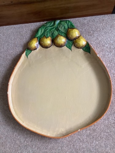 Vintage paper mache tray - vintage, lemon