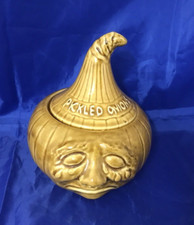 Vintage Pickled Onion Face Pot with Lid & Tearing Eyes Light Brown -FREE POSTAGE