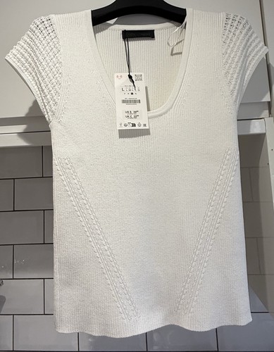 Zara white contrast knit - knit, top