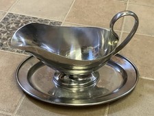 Vintage Stainless Steel Gravy Boat/Sauce Jug 20 cl Cultura Sweden, Drip Tray