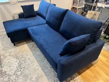*fixer up project* Corner L-shape Blue  sofa cover velvet