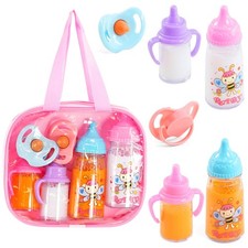 Baby Dolls Accessories 7in1 Magic Milk Juice Bottles Dummies Carry Bag BiBi Doll