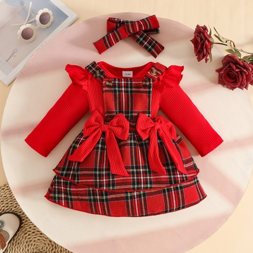 3pcs newborn baby girls - baby, plaid