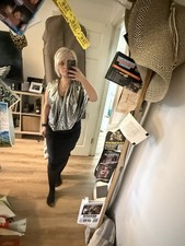 Zara Silver Wrap Top Size Xl