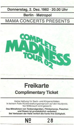Madness concert 1982 - madness, in