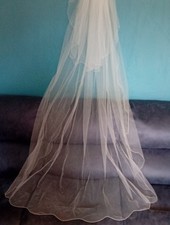 Ivory 2 tier chapel length veil with comb scattered crystals v423