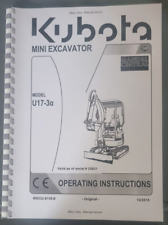 KUBOTA MINI EXCAVATOR U17-3a OPERATOR MANUAL - DEC 15 EDITION COMB BOUND