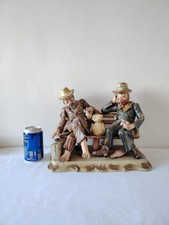 Capodimonte Porcelain Tramps On Bench Signed Sculpture Figurine Ornament