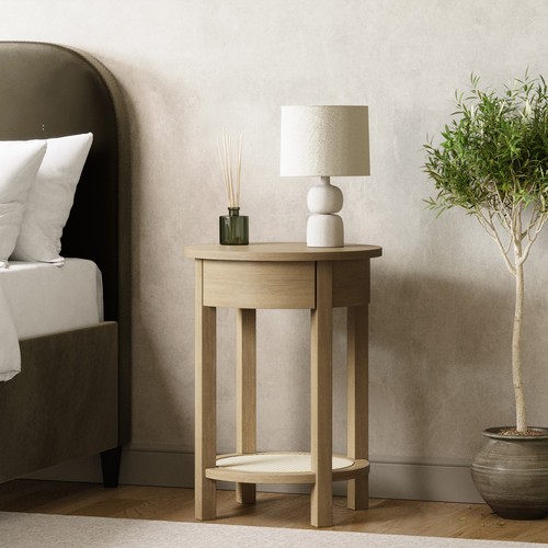 Light oak circular bedside - circular,