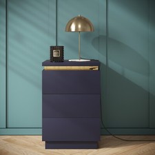Bedside Table Navy Blue with 3