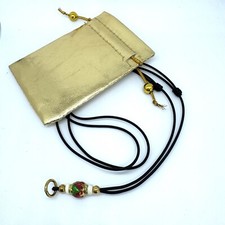 Thai Buddha Amulet Black Cord Adjustable Necklace Decorated Clip, Gold Gift Bag 
