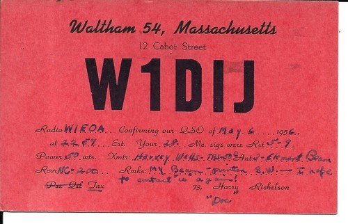 Qsl 1956 waltham - qsl,