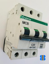 CRABTREE LOADSTAR SERIES 3 RANGE MCBS 10KA(COMMERCIAL) 20A TP MCB TYPE C 6HT20C