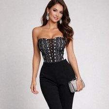 Lipsy Jumpsuit 10 Black White