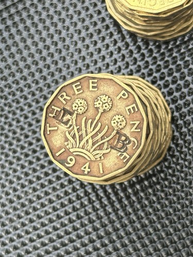 Three penny pieces - three,