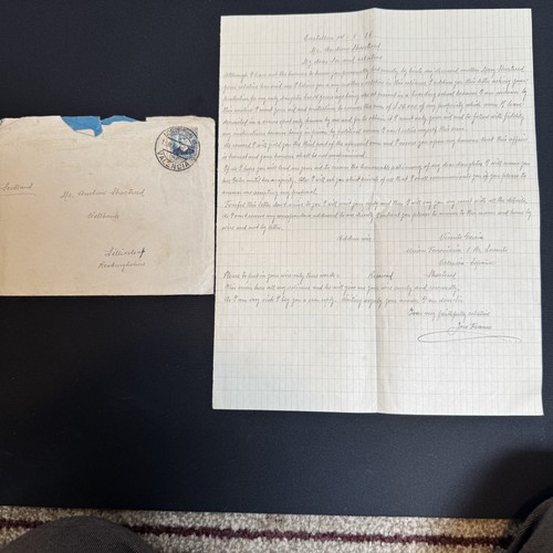 Franked envelope and letter - and,