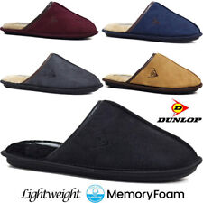 DUNLOP MENS SLIPPERS WINTER WARM FUR COSY MEMORY FOAM INDOOR SLIP ON SHOES SIZE