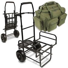 Carp Fishing Trolley 2 Wheel Compact Folding Lightweight +Tackle Carryall