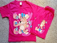 New Bluey Girls Pink Shorts Set Oufit T-shirt & Shorts Age 4-5 Years Holiday 