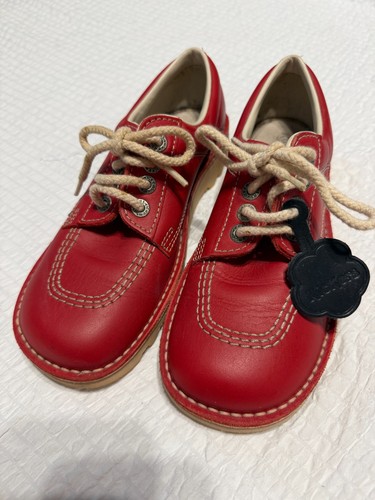 Kickers red leather lace - kickers, up