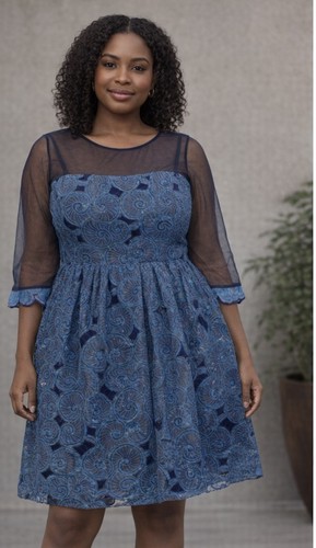African lace dress size14 - lace, blue