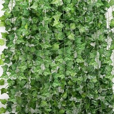 Fake Ivy Garlands Leaves Artificial Vines Green Plants for Bedroom Wall Decor UK