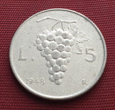 Italy 5 Lire  1948   REPUBBLICA ITALIANA 5 LIRE UVA  Combine postage