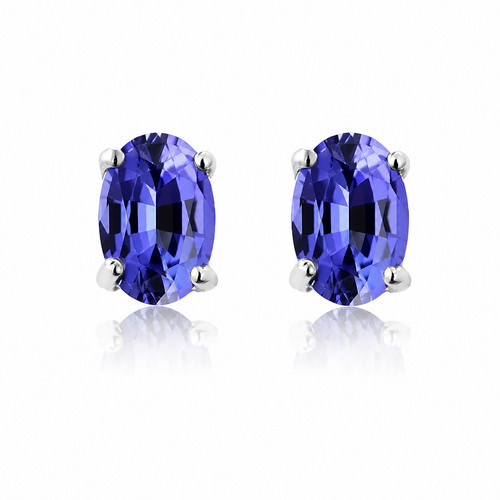 Natural tanzanite oval stud - tanzanite,
