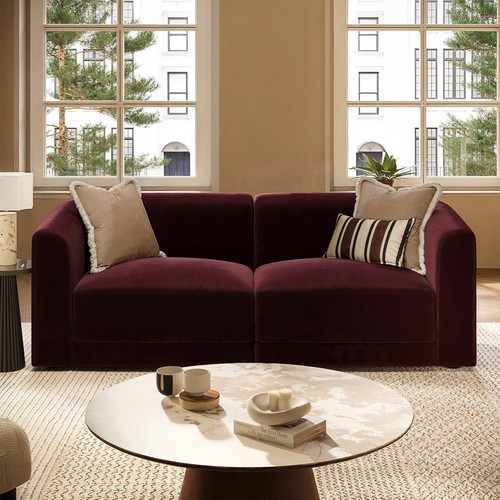 Burgundy velvet curved - velvet,