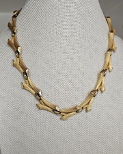 Vintage Trifari Necklace 1960s Brushed Gold Tone Articulated Signed