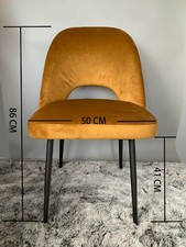 Set of 2 Velvet Orange Dining Chairs Kitchen Dinning Room Metal Leg Padded