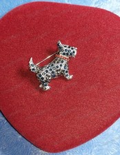 Vintage |Aet Deco Style SAPPHIRE Crystal SCOTTISH TERRIER Scottie Dog BROOCH Pin