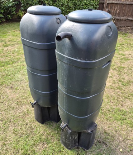 Pair water butts and stands - water,