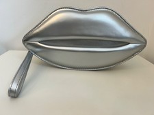 Lulu Guinness Lookalike Silver Lips Wristlet Bag