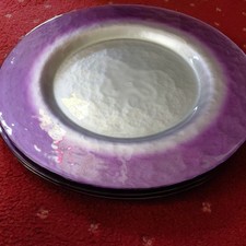 4 x Portmeirion Dusk purple Silver Glass Charger Plates 13.5inch/34cm multiples 