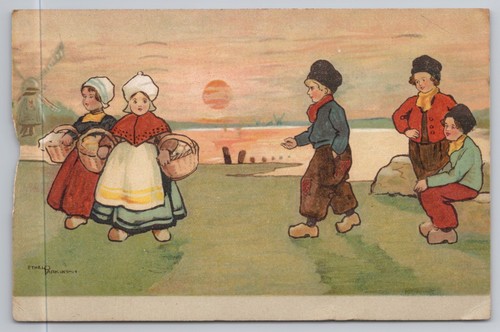 Dutch children sunset scene - dutch,