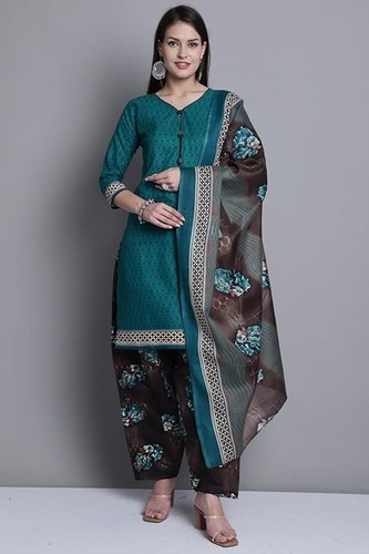 Women green cotton printed - cotton,