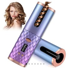 Automatic Hair Curler with LCD Display, Rechargeable, Ceramic, Portable