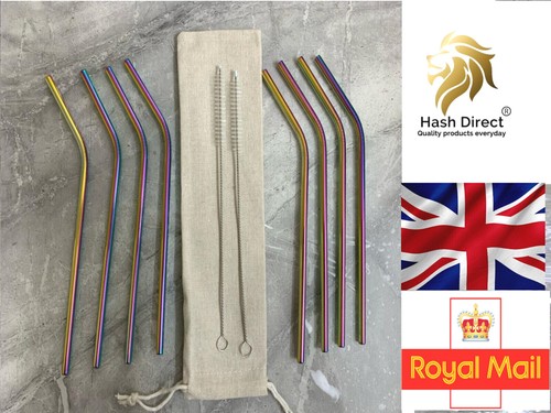 Metal straws reusable rainbow - reusable,