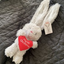 Bebunni my First Christmas" embodied on heart shape bunny rabbit soft toy