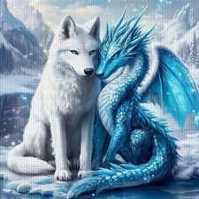 WOLF AND DRAGON STAMPED CROSS