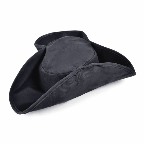 Black pirate tricorn hat - hat, plush