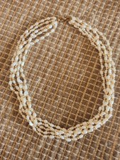 Fresh Water Pearls Necklace Multi Strand Gold Tone Spacer Beads