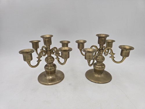 Vintage brass candelabra pair - brass,